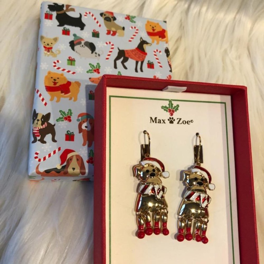Max & Zoe Santa Puppy Earrings